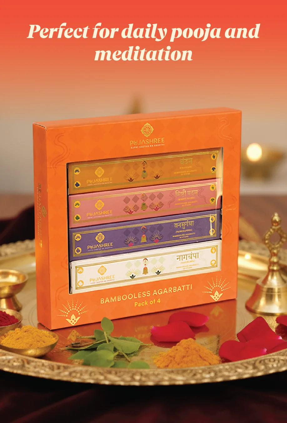 Pujashree Bambooless Agarbatti (Pack of 4) – Pure Aroma for Pooja & Peace