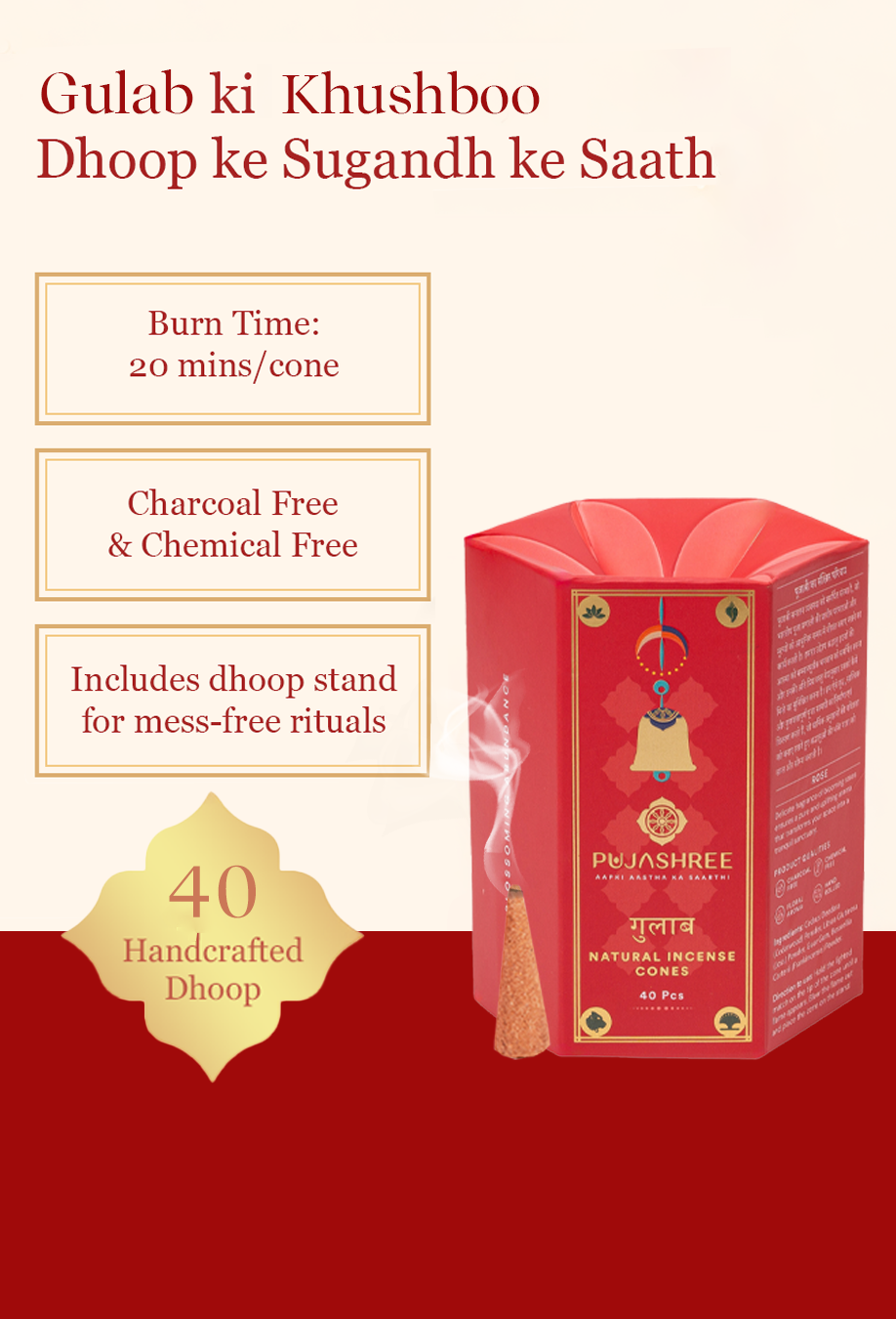Natural Incense Cones – The Floral Rose Fragrance